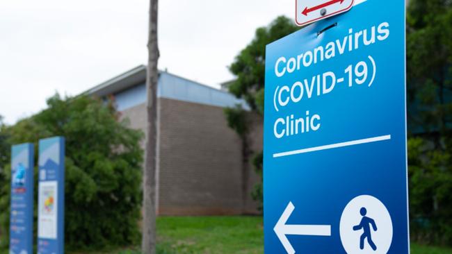 Coronavirus clinic signage at Nepean Hospital.