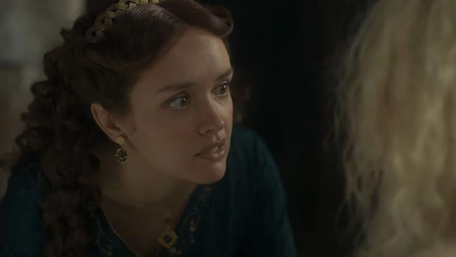 Alicent speaking to someone who *might* be Aegon. Picture: Foxtel/HBO