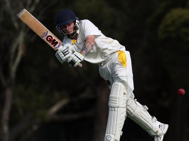 Bentleigh batsman James White in action during the South East Cricket Association match between Bentleigh ANA versus East Sandringham played at King George Reserve on Saturday 7th October, 2017.