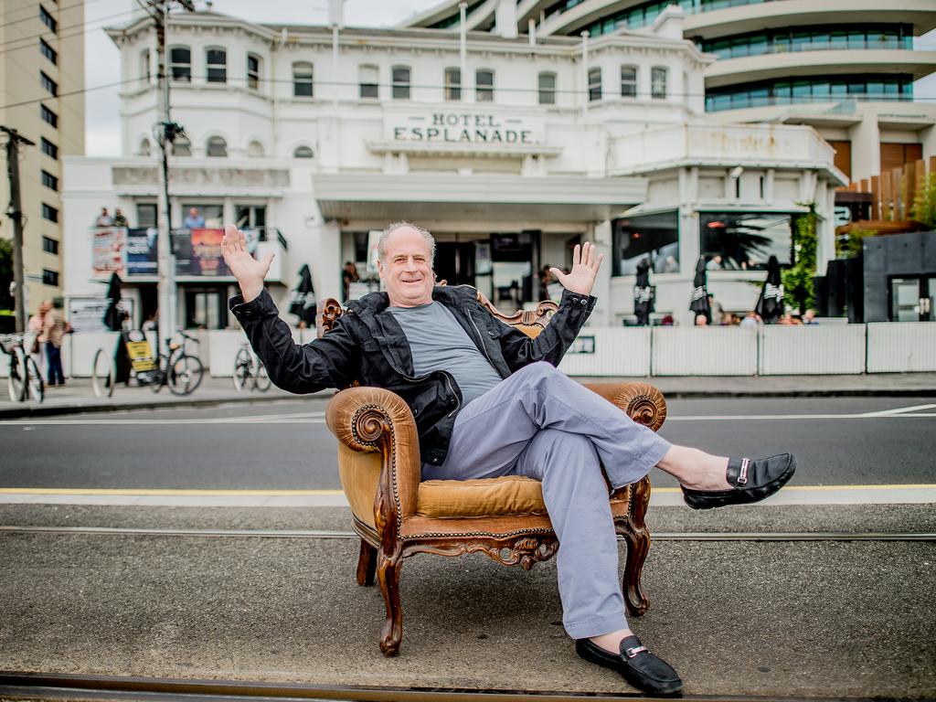 The Espy is an important place in Michael Gudinski’s life. He almost grew up there and has seen lots of great gigs at the Hotel over the years. That great old chair is from inside the hotel.