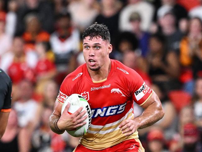 Born and raised in south western Sydney, Jake Averillo thought he’d be a Bulldog for life. Instead will celebrate his 100th NRL game with the Dolphins. Picture: Getty Images