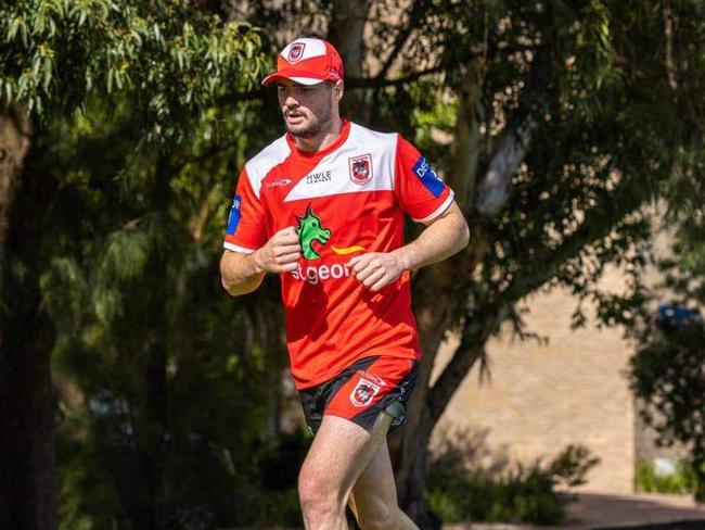 Dragons star Cody Ramsey training earlier this month before he struck down with illness. Pic: Dragons