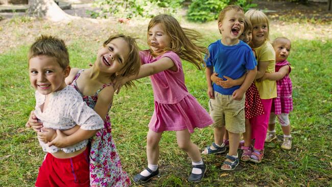 Cute Children Playing At Park, Lots of Fun