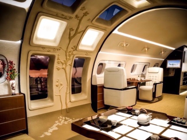 How’s the view? The inside of the ‘Kyoto Airship’ by Embraer, which includes huge windows and skylights. Picture: Embraer