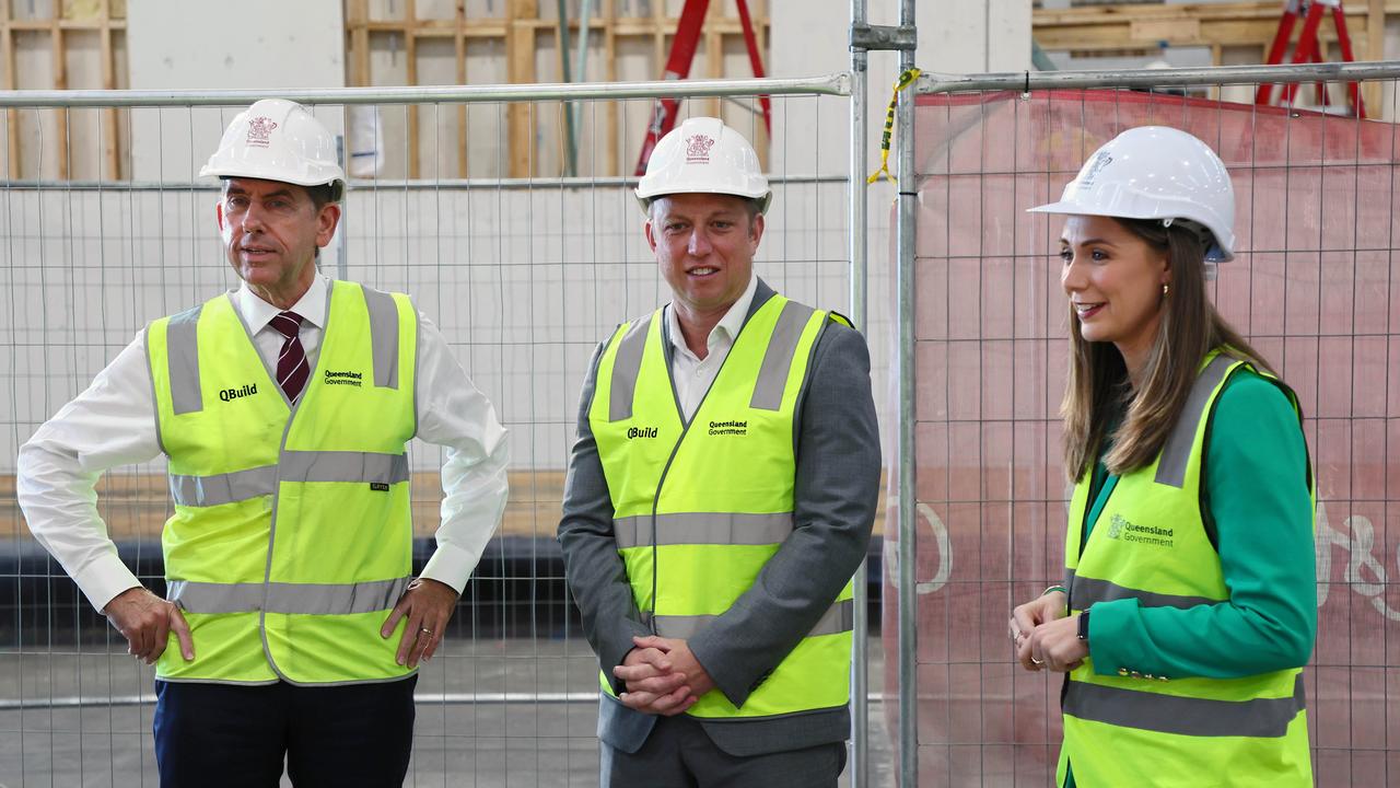 Queensland Deputy Premier Cameron Dick, Premier Steven Miles and Housing Minister Meaghan Scanlon are gearing up for the October state election. Picture: NewsWire/Tertius Pickard