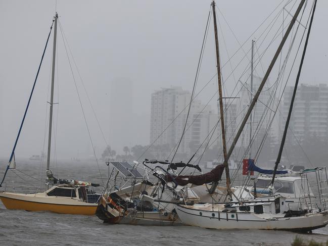 Gold Coasters are waking up to see what damage TC Alfred has caused including boats washed up in the Broadwater. Pics Adam Head