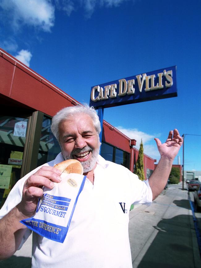 SA baker Vili Milisits outside his popular Cafe De Vili's in 2002.