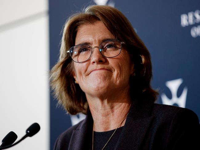 SYDNEY, AUSTRALIA - NewsWire Photos JUNE 18, 2024: Reserve Bank Governor Michele Bullock during a press conference following Tuesdays decision to keep interest rates on hold. Picture: NewsWire / Nikki Short