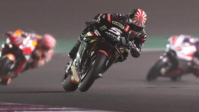 Monster Yamaha's French driver Johann Zarco competes during the MOTO GB qualifiers at the Losail International Circuit in Doha.