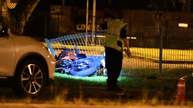 Police at the scene of a fatal crash on Ross River Road where a young woman lost her a life. Picture: Alix Sweeney