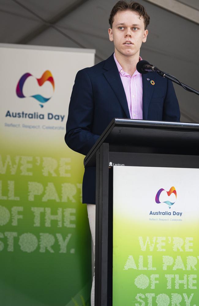 W H Groom scholarship award recipient Zachary Vellacott at Toowoomba Australia Day celebrations at Picnic Point, Sunday, January 26, 2025. Picture: Kevin Farmer