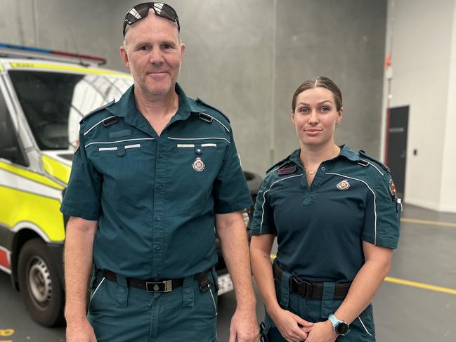 Peter Carrie and Eden Venturato from Mermaid Waters ambulance station. Picture: Ashleigh Jansen