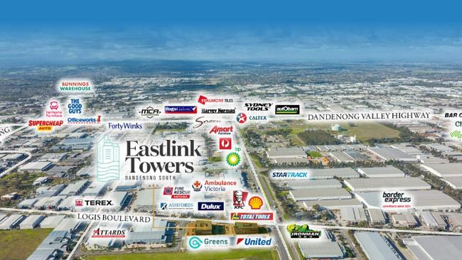 The EastLink Towers in Dandenong are in a major industrial hub. Images: supplied