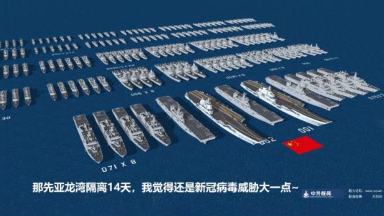 China’s navy as it currently stands, including two light aircraft carriers, is already the largest surface fleet in the world by number – if not capability. Picture: Weibo