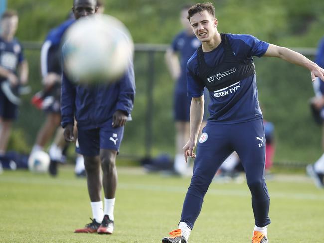 MELBOURNE, AUSTRALIA - JUNE 17: Denis Genreau of Melbourne City in action during a Melbourne City A-League training session at La Trobe University Sports Fields on June 17, 2020 in Melbourne, Australia. (Photo by Daniel Pockett/Getty Images)