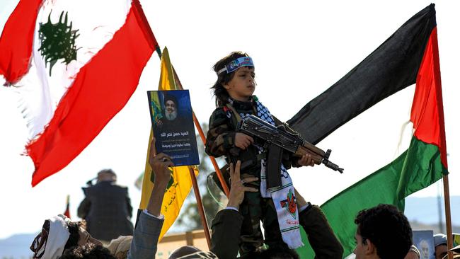 Houthis rally in Sana’a in protest against Israel's attacks on Lebanon. Picture: AFP.