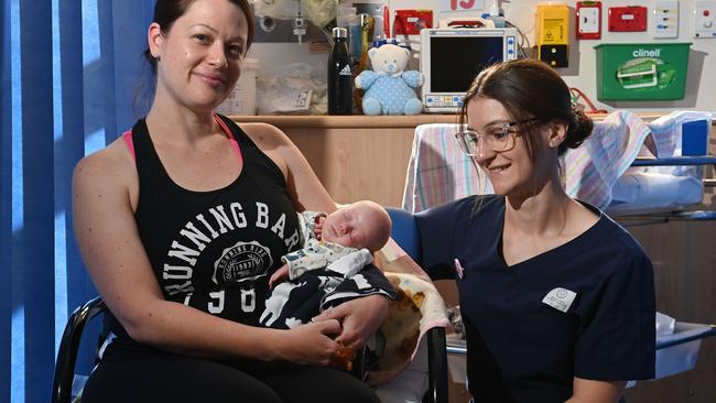 Mum Joanne Turner little Maverick and Amy Caruana. Picture: Keryn Stevens