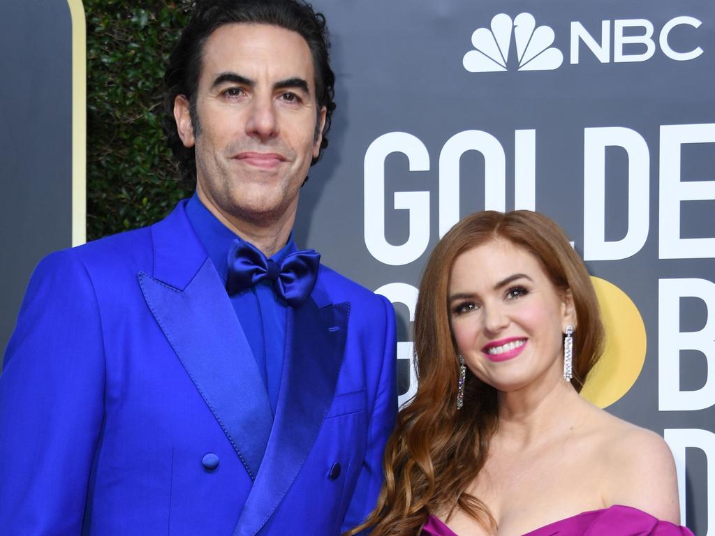 Sacha Baron Cohen and his wife Isla Fisher. Picture: Valerie Macon/AFP