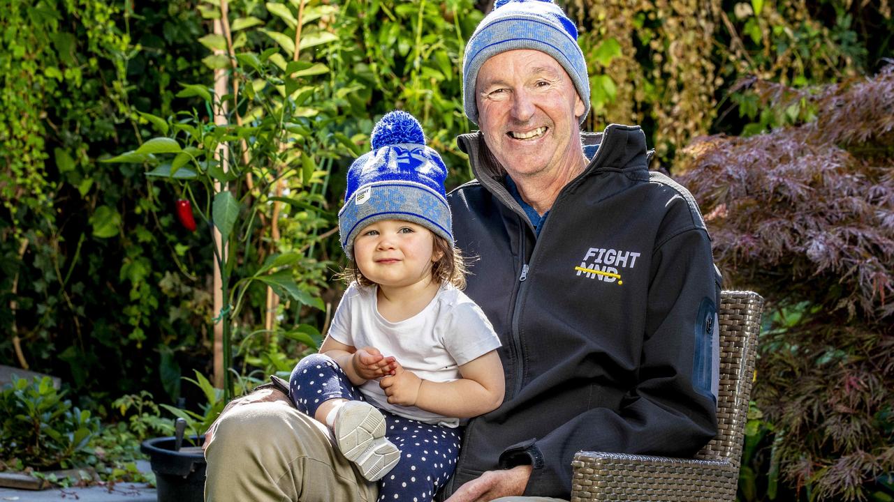 Neale Daniher with granddaughter Rosie, 18 months, is launching this year’s Big Freeze. Picture: Tim Carrafa