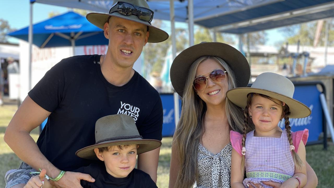 Nick, Emily, Edison and Eliza Finch, from Bli Bli, enjoy day one of the 2024 Gympie Muster, at the Amamoor State Forest on August 22, 2024.