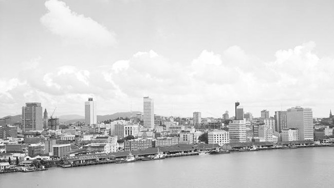 Brisbane – across the Brisbane River – the city skyline in 1971. Picture: National Archives Australia