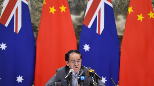 Chinese Ambassador to Australia Cheng Jingye has threatened a Chinese boycott of Australia’s exports and tourism if Prime Minister Scott Morrison supports an inquiry into the origins of coronavirus. Picture: AAP Image/Lukas Coch