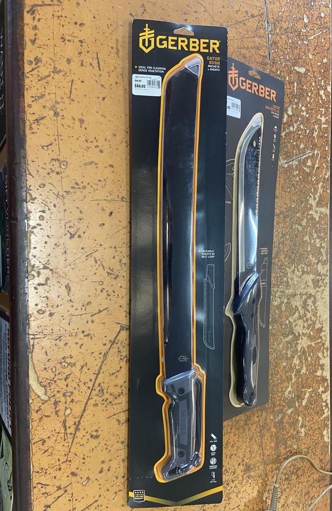 A dozen machetes were stolen from Mitchells Adventure on Friday morning. Picture: Riley Walter
