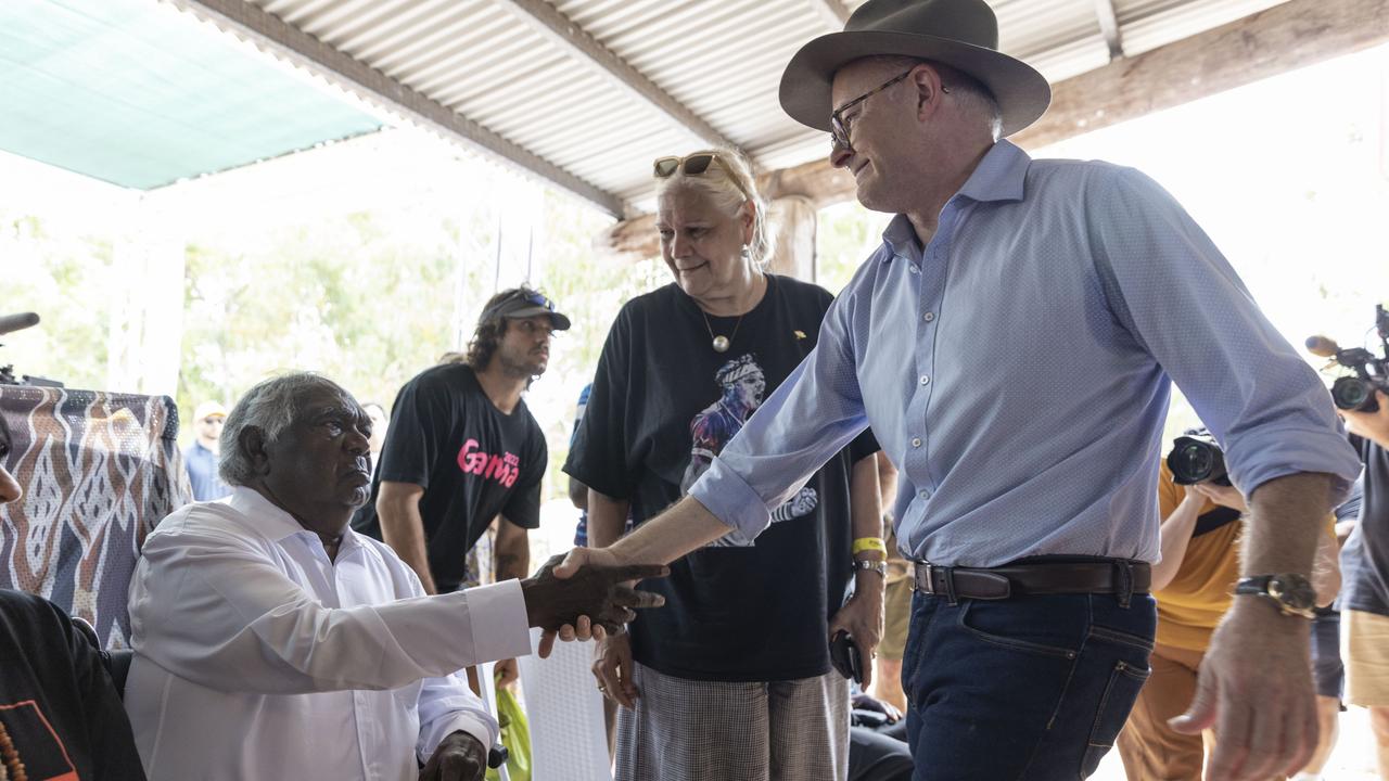 Mr Albanese meeting with Galarrwuy Yunupingu AM at the festival. Picture: PMO