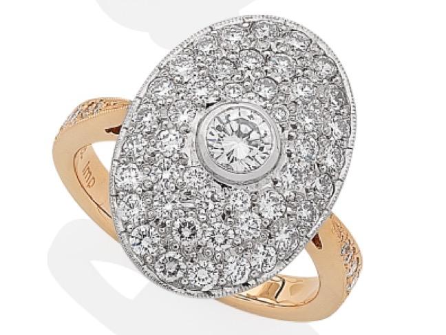 Diamond cluster with pink gold band — Stamped Imp $6950