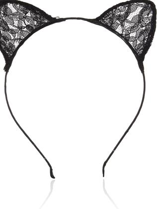 River Island Black Lace Animal Ear Headband, $10.