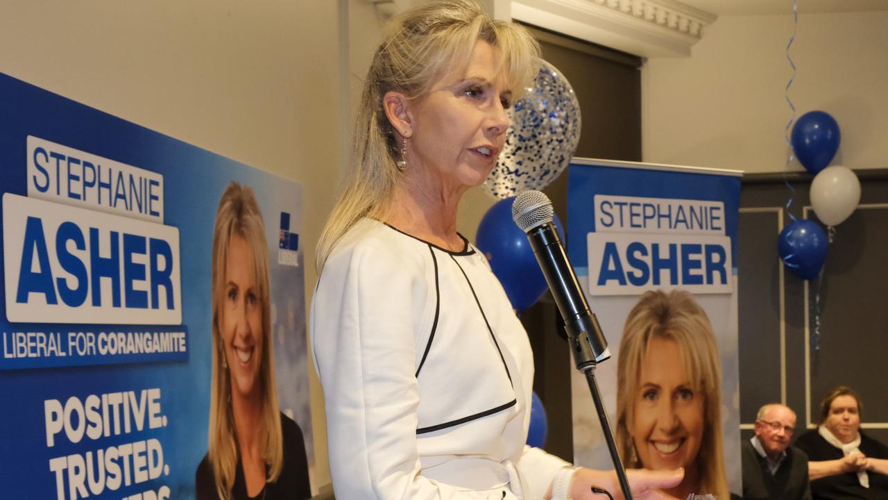 Former Geelong mayor and Liberal candidate Stephanie Asher in 2022. Stephanie Asher speaking admitting not going well Picture: Mark Wilson