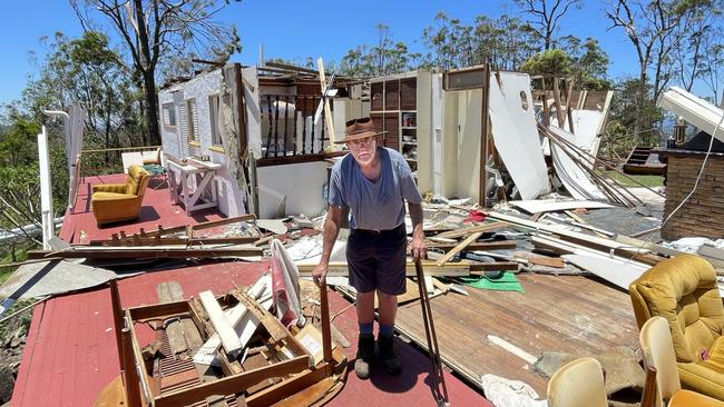 The destroyed home of Len la Tours which was gutted by deadly storms in December 2023. Picture: Scott Powick