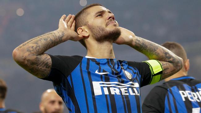 Inter Milan's Mauro Icardi celebrates. (Roberto Bregani/ANSA via AP)