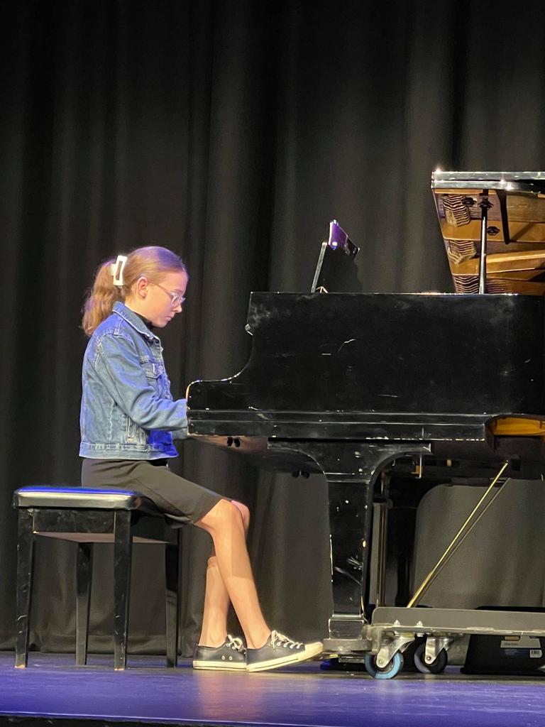 Evie McNamara at the Gladstone Eisteddfod in the Piano Solo (other than J S Bach, Sonata or Sonatina) section on Tuesday.