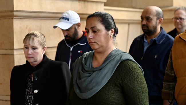 The family of of Jasmeen Kaur outside District Court on Firday. Picture: NCA NewsWire/ Naomi Jellicoe