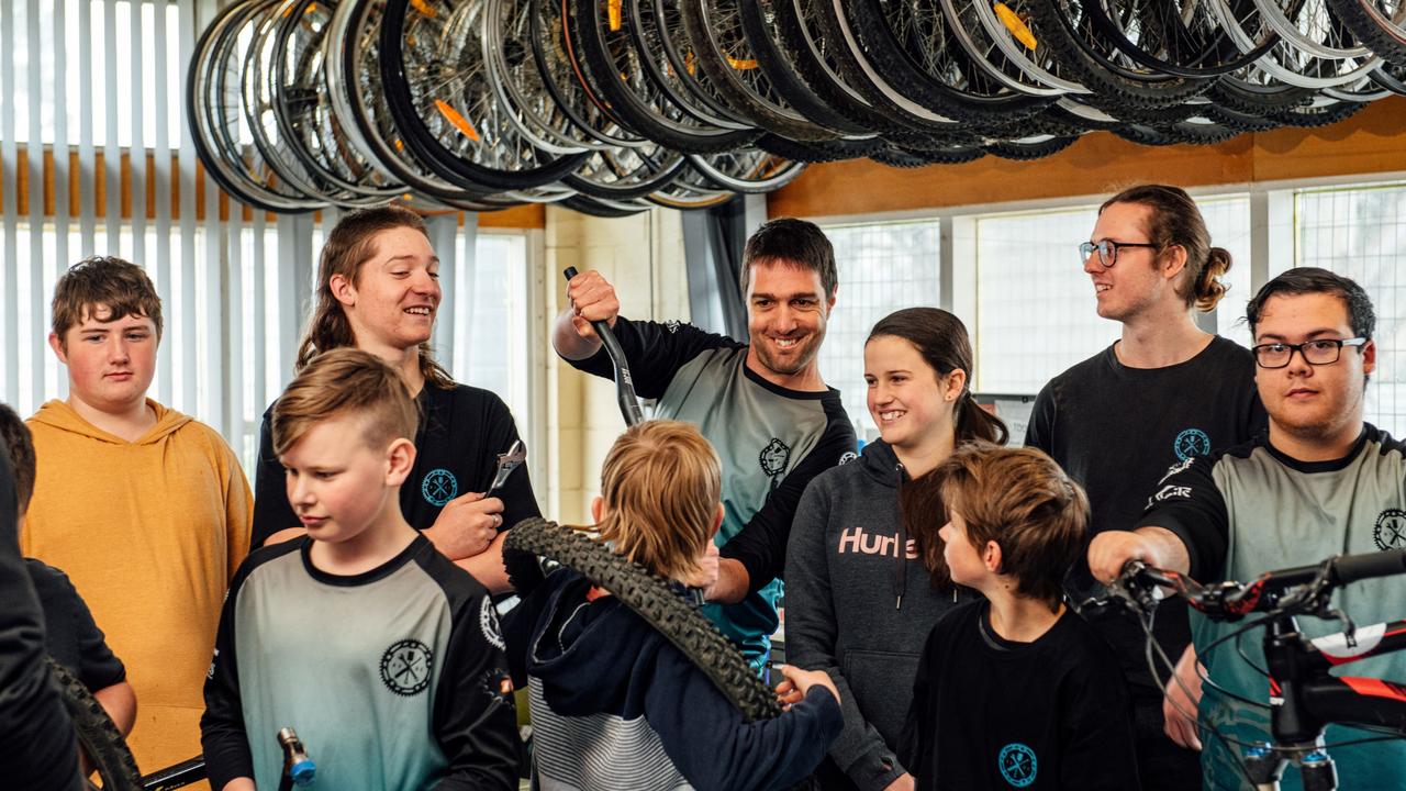 Students at the Tasmanian Bike Collective at Risdon Vale. Picture: Supplied.