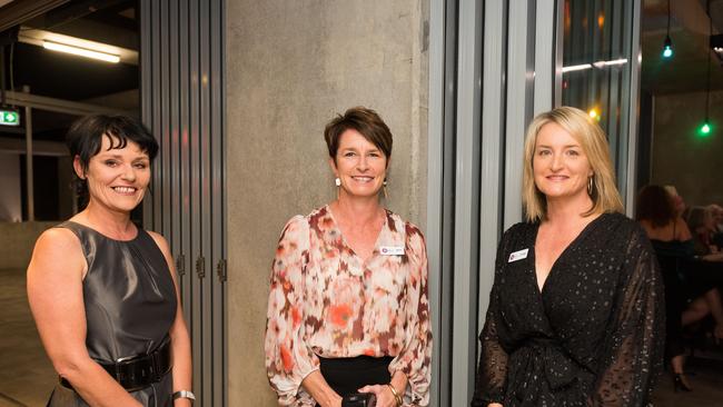 Enjoying the fun times as part of the Protea Place Progressive Dinner in the CBD are (from left) Susy Wenitong, Kerri Lawson and Keleigh Newman.