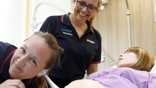 Students Chloe Lynch and Lynette Lee at the new facility. Picture: Tertius Pickard.