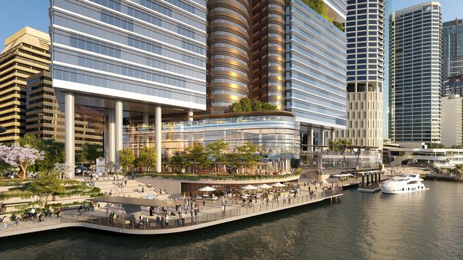 An artist’s impression of the $2.1 billion transformation of Eagle Street Pier into a premium business and leisure destination by Dexus.