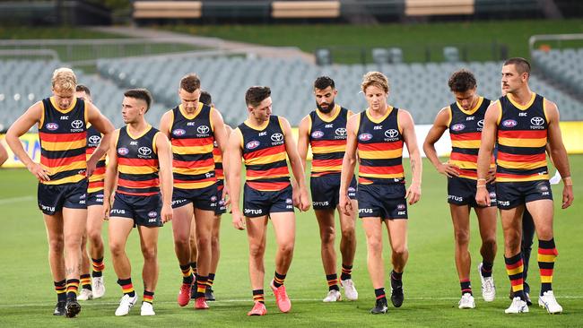 The Crows and their fellow AFL players have offered to take a 50 per cent pay cut. Picture: AAP Image/David Mariuz.