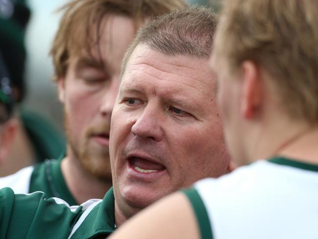 Forest Hill coach Martin Stillman during the EFL (Div 4) Semi-Final between Donvale and Forest Hill on Saturday, August 26, 2017 in Mitcham, Victoria, Australia.Picture: Hamish Blair