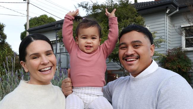 Pascal Butler, his partner Georgia and their 21mth old daughter Mimi. Pascals father helped them to buy the home. Weekend news story on people getting help from family to buy a property.                      Picture: David Caird