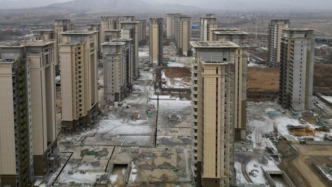 An aerial view of an unfinished residential compound developed by China Evergrande Group in the outskirts of Shijiazhuang, Hebei province, China February 1, 2024. Picture: REUTERS/Tingshu Wang