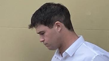 Ethan Tomas Cocco (Coco alternate spelling) on right leaving Mackay Magistrates Court on February 3, 2025. He has been charged with the rape and sexual assault of a woman in January, 2025. Picture: Fergus Greg