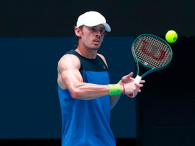 Alex de Minaur getting the guns out earlier this year. Photo: Instagram