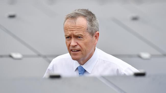 Federal opposition leader Bill Shorten at the NAWMA renewable energy facility in Adelaide. Picture: AAP.