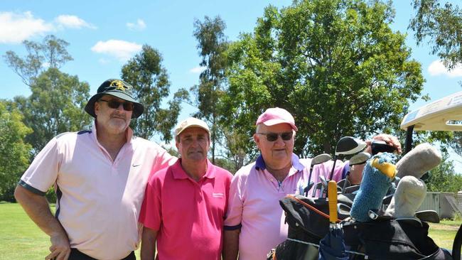 PUTTING IN PINK: Steve Trott, Rhett Bellert and John Mullaly having a hit for a good cause. Picture: Felicity Ripper