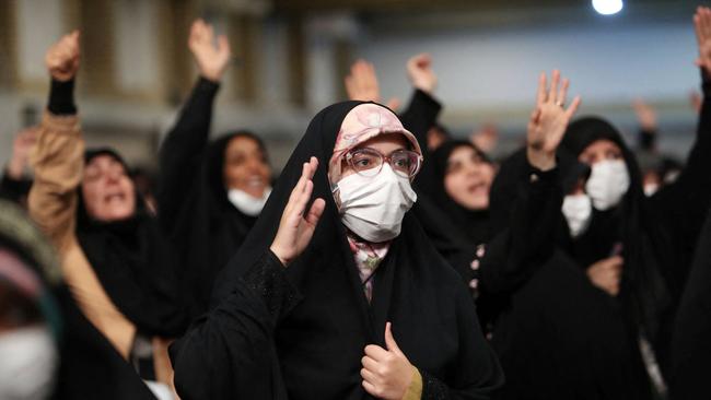 Iranian women wave to Ayatollah Ali Khamenei in Tehran on Wednesday. Picture: AFP