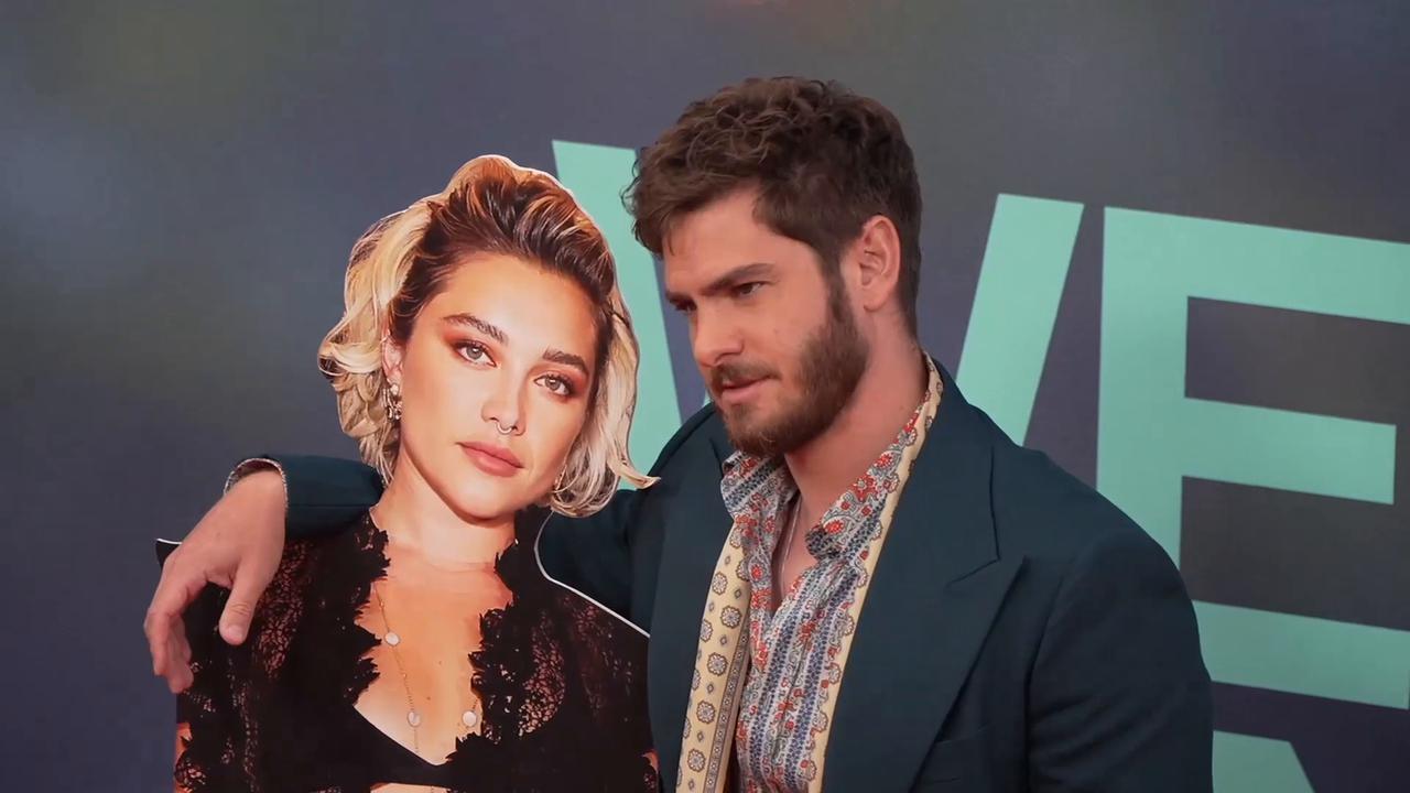 Andrew Garfield Brings Florence Pugh Cut-Out To Premiere