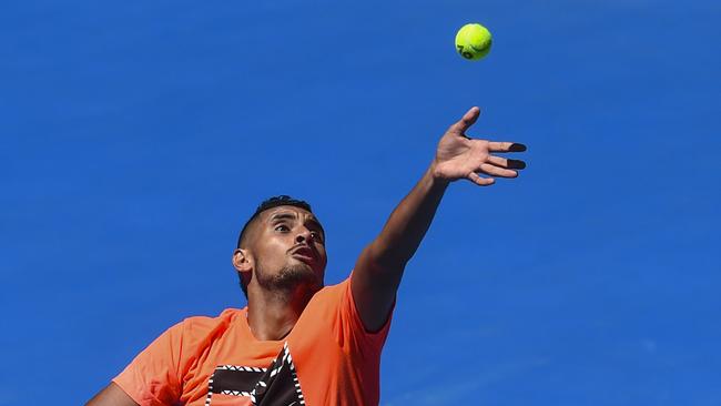 Nick Kyrgios during a practice session at the Australian Open.